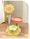 Sunflower Cat Tree with Velvet Bed, Scratching Post & Interactive Plush Ball Cat Toy