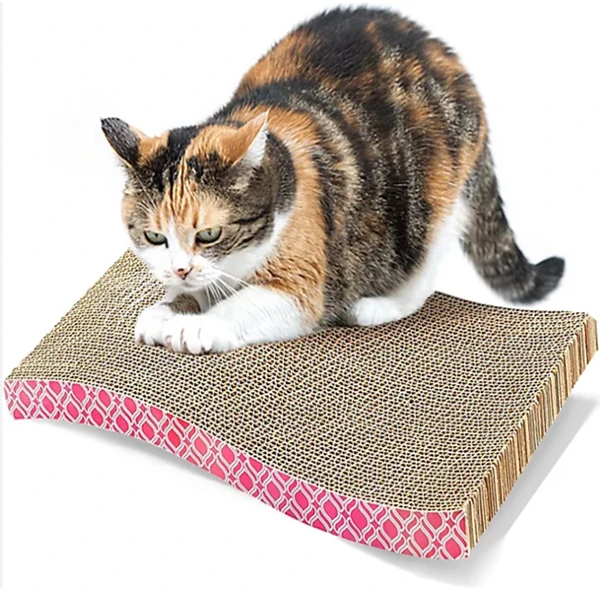 S-Shape Cat Corrugated Scratcher Board with Catnip (43*20*3.7cm)
