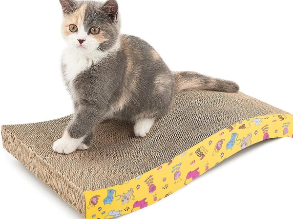 S-Shape Cat Corrugated Scratcher Board with Catnip (43*20*3.7cm)