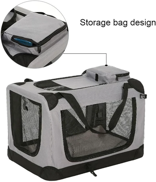 Portable Folding Polyester Fabric Pet Carrier with Breathable Mesh Windows for Dogs & Cats