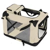 Portable Folding Polyester Fabric Pet Carrier with Breathable Mesh Windows for Dogs & Cats