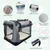 Portable Folding Polyester Fabric Pet Carrier with Breathable Mesh Windows for Dogs & Cats