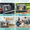 Portable Folding Polyester Fabric Pet Carrier with Breathable Mesh Windows for Dogs & Cats