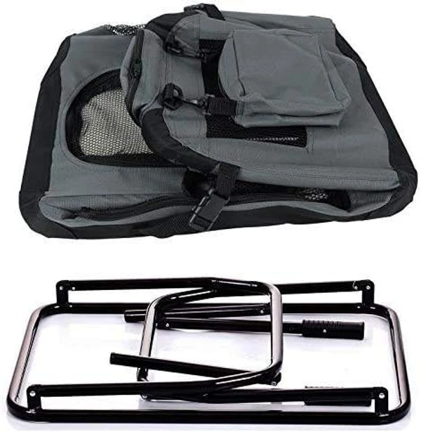 Portable Folding Polyester Fabric Pet Carrier with Breathable Mesh Windows for Dogs & Cats