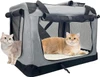 Portable Folding Polyester Fabric Pet Carrier with Breathable Mesh Windows for Dogs & Cats