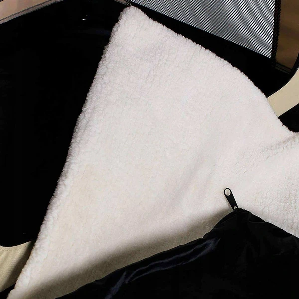 Portable Folding Polyester Fabric Pet Carrier with Breathable Mesh Windows for Dogs & Cats