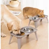 Elevated Double Stainless Steel Bowls Food & Water Pet Feeder for Cats & Dogs