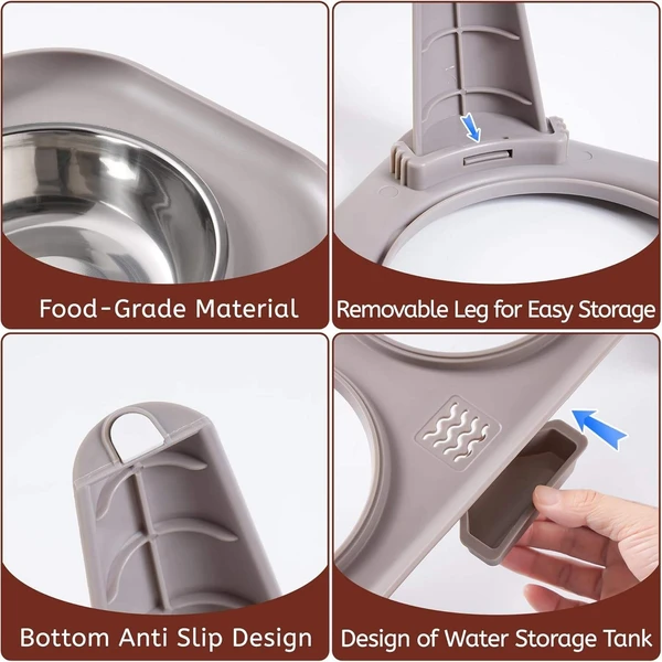 Elevated Double Stainless Steel Bowls Food & Water Pet Feeder for Cats & Dogs