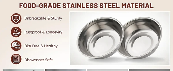 Elevated Double Stainless Steel Bowls Food & Water Pet Feeder for Cats & Dogs