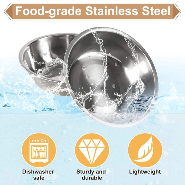 Elevated Double Stainless Steel Bowls Food & Water Pet Feeder for Cats & Dogs