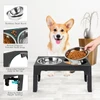 5 Adjustable Heights Elevated Foldable ABS Stand with Double Stainless Steel Bowls Food & Water Dog Feeder