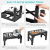 5 Adjustable Heights Elevated Foldable ABS Stand with Double Stainless Steel Bowls Food & Water Dog Feeder