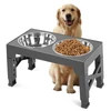 5 Adjustable Heights Elevated Foldable ABS Stand with Double Stainless Steel Bowls Food & Water Dog Feeder