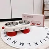  2 in 1 Elevated Pet Food and Water Feeder with Double Removable Stainless Steel Bowls for Cats & Small Dogs