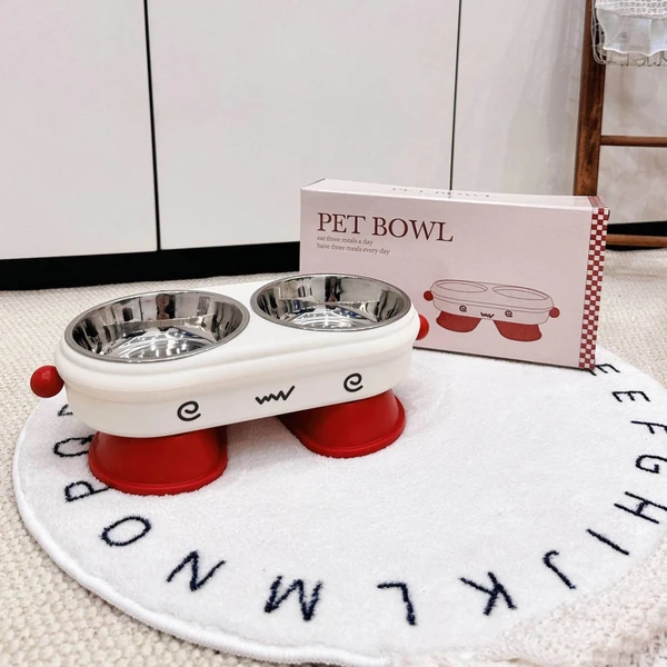 2 in 1 Elevated Pet Food and Water Feeder with Double Removable Stainless Steel Bowls for Cats & Small Dogs