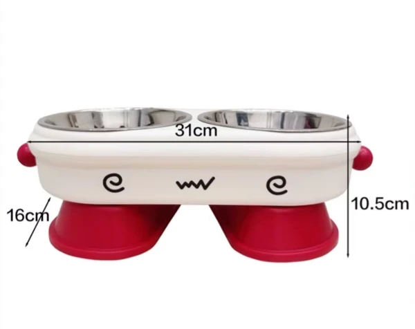 2 in 1 Elevated Pet Food and Water Feeder with Double Removable Stainless Steel Bowls for Cats & Small Dogs