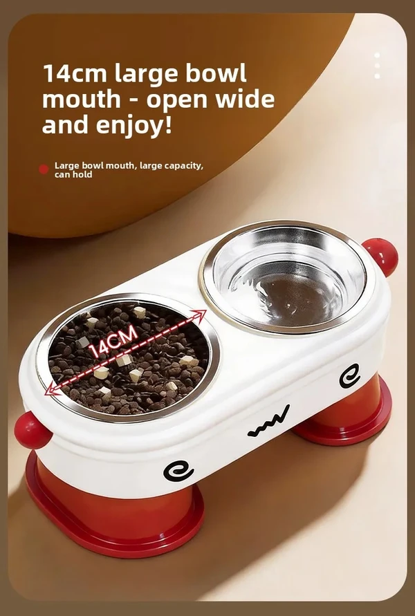 2 in 1 Elevated Pet Food and Water Feeder with Double Removable Stainless Steel Bowls for Cats & Small Dogs