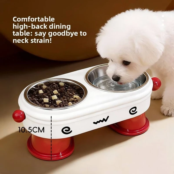 2 in 1 Elevated Pet Food and Water Feeder with Double Removable Stainless Steel Bowls for Cats & Small Dogs