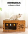 3-in-1 Modern Cat Corrugated Paper & Wood Scratcher House – Scratch, Rest and Playing with Interactive 3 Bell Balls