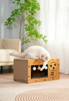 3-in-1 Modern Cat Corrugated Paper & Wood Scratcher House – Scratch, Rest and Playing with Interactive 3 Bell Balls