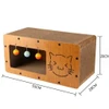 3-in-1 Modern Cat Corrugated Paper & Wood Scratcher House – Scratch, Rest and Playing with Interactive 3 Bell Balls