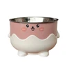 Cute Cartoon Pet Feeding Bowl with Removable Stainless Steel Inner Bowl and Anti-Slip Elevated Base for Cats & Small Dogs 