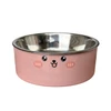 Cute Cartoon Pet Feeding Bowl with Removable Stainless Steel Inner Bowl and Anti-Slip Elevated Base for Cats & Small Dogs 