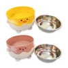 Cute Cartoon Pet Feeding Bowl with Removable Stainless Steel Inner Bowl and Anti-Slip Elevated Base for Cats & Small Dogs 