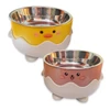 Cute Cartoon Pet Feeding Bowl with Removable Stainless Steel Inner Bowl and Anti-Slip Elevated Base for Cats & Small Dogs 