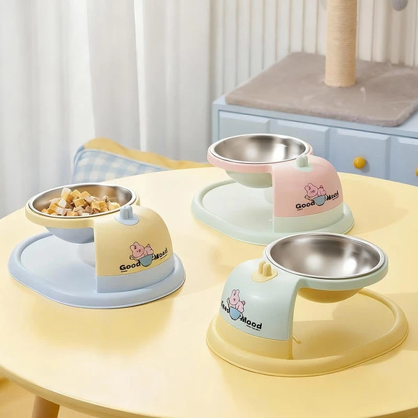 Detachable Elevated Hanging Stainless Steel Pet Feeding Bowl with Anti-Slip Base for Cats & Small Dogs