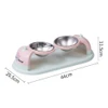 Hanging Double Stainless Steel Pet Bowls with Anti-Slip Base – Detachable Elevated Food and Water Feeding for Cats & Small Dogs 