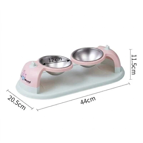 Hanging Double Stainless Steel Pet Bowls with Anti-Slip Base – Detachable Elevated Food and Water Feeding for Cats & Small Dogs