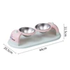 Hanging Double Stainless Steel Pet Bowls with Anti-Slip Base – Detachable Elevated Food and Water Feeding for Cats & Small Dogs 
