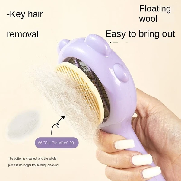 Nunbell Pet Slicker Brush One Click Hair Removal for Dogs and Cats
