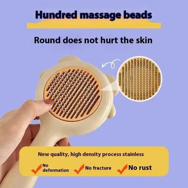 Nunbell Pet Slicker Brush One Click Hair Removal for Dogs and Cats
