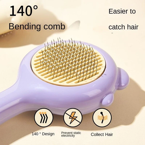 Nunbell Pet Slicker Brush One Click Hair Removal for Dogs and Cats