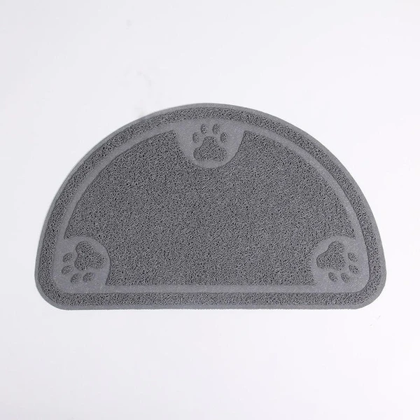 Nunbell Semicircle PVC Cat Litter Trapper Mat Paw Printing Anti-Slip Waterproof Washable 45 X 60 cm