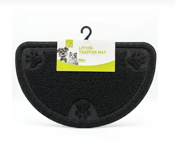 Nunbell Semicircle PVC Cat Litter Trapper Mat Paw Printing Anti-Slip Waterproof Washable 45 X 60 cm