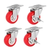  4 Pcs 360° Rotating Red Plastic Wheel Set with Blocking System Suitable for SKUDO IATA 4-7 Dog Carrier