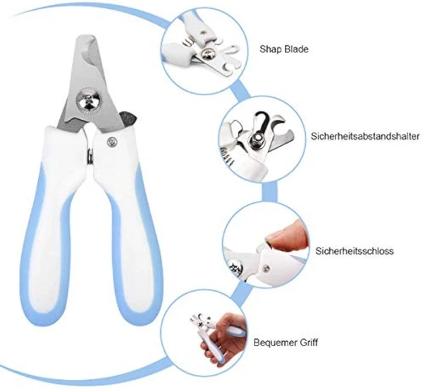 Stainless Steel Pet Nail Clippers with Safety Guard, Spring Mechanism, Security Lock & Non-slip Handle for Cats and Dogs