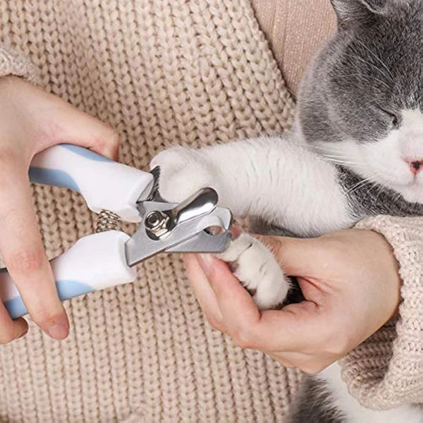 Stainless Steel Pet Nail Clippers with Safety Guard, Spring Mechanism, Security Lock & Non-slip Handle for Cats and Dogs