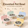 Nunbell Chair-Shaped Elevated Pet Feeding Bowl with Removable Stainless Steel Inner Bowl Anti-Slip Base Easy to Clean for Cats & Small Dogs