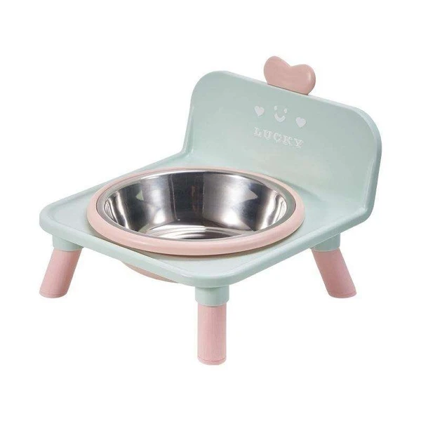 Nunbell Chair-Shaped Elevated Pet Feeding Bowl with Removable Stainless Steel Inner Bowl Anti-Slip Base Easy to Clean for Cats & Small Dogs