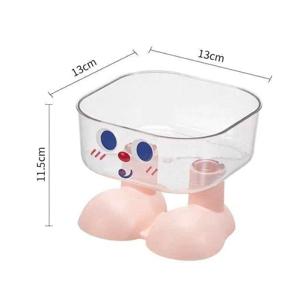Nunbell Elevated PP Transparent Square Pet Feeding Bowl with Anti-Slip Foot-Shaped Legs Base for Cats & Small Dogs