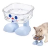 Nunbell Elevated PP Transparent Square Pet Feeding Bowl with Anti-Slip Foot-Shaped Legs Base for Cats & Small Dogs 