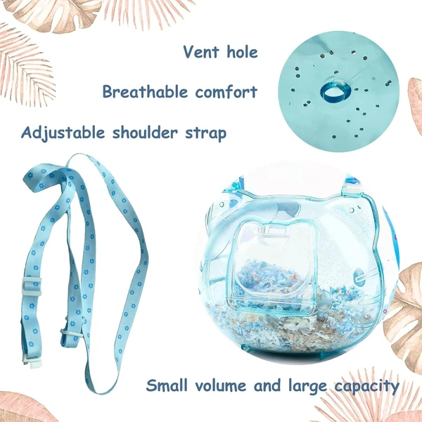 Stylish Transparent PS Hamster Carrier Bag with Adjustable Shoulder Strap – Durable Breathable Hangable Lightweight Outdoor Travel Bag for Small Pet