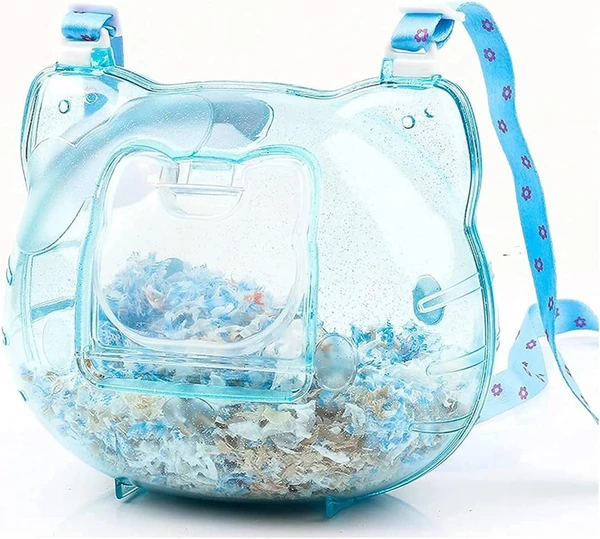 Stylish Transparent PS Hamster Carrier Bag with Adjustable Shoulder Strap – Durable Breathable Hangable Lightweight Outdoor Travel Bag for Small Pet