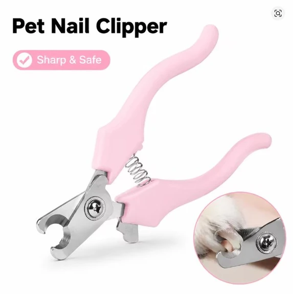 Stainless Steel Pet Nail Clippers with Ergonomic Curved Shape Handle, Sharp Blade, Safety Guard, Spring Mechanism & Security Lock for Cats and Small Dogs 
