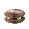 Cat Head Shape Deformable Foldable Corrugated Paper Cat Scratching Board with Strong Magnets & Bell Ball Cat Toy