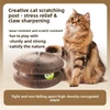 Cat Head Shape Deformable Foldable Corrugated Paper Cat Scratching Board with Strong Magnets & Bell Ball Cat Toy